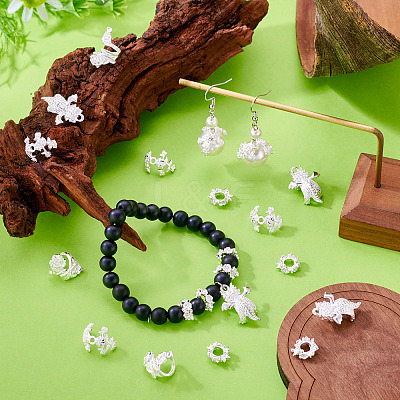 20Pcs 4 Styles Alloy Bead Caps & Pendant Cabochons Settings FIND-TA0010-07-1
