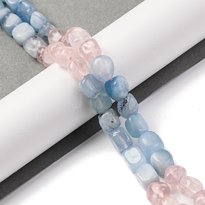 Natural Aquamarine & Rose Quartz Beads Strands G-L610-B04-B01-1