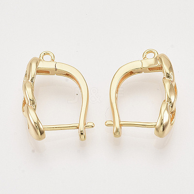 Brass Hoop Earring Findings with Latch Back Closure X-KK-T048-024G-NF-1