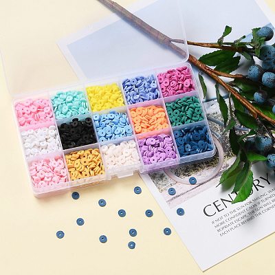 150G 15 Colors Handmade Polymer Clay Beads CLAY-JP0001-11-6mm-1