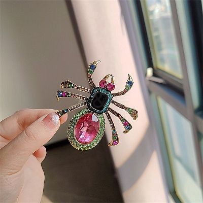 Spider Alloy Rhinestone Brooches for Backpack Clothes PW-WGAC6BD-01-1