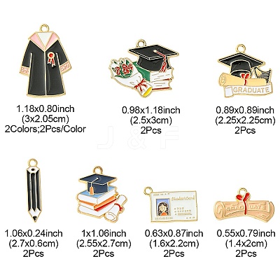 14Pcs 7 Styles Graduation Season Alloy Enamel Pendants ENAM-FS0001-80-1