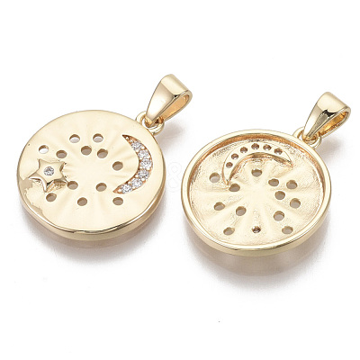 Brass Micro Pave Cubic Zirconia Pendants KK-R130-022G-NF-1