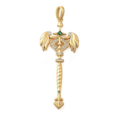 Brass Micro Pave Cubic Zirconia Big Pendants X1-KK-B147-04G-11-1