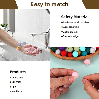 80Pcs Round Silicone Focal Beads SIL-SZ0001-24-06-1