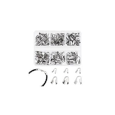 195Pcs 6 Styles 304 Stainless Steel Cord Ends FIND-GA0004-07-1