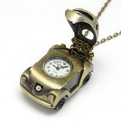 Alloy Car Pendant Necklace Quartz Pocket Watch X-WACH-N011-05-1