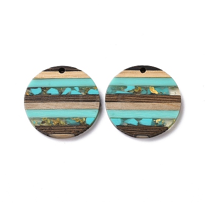 Transparent Resin & Walnut Wood Pendants RESI-TAC0017-68A-03-1