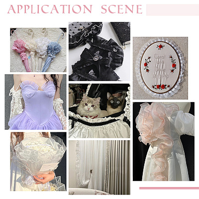 Mermaid Color Polyester Pleated Lace Trim Ribbon DIY-WH0401-58A-1