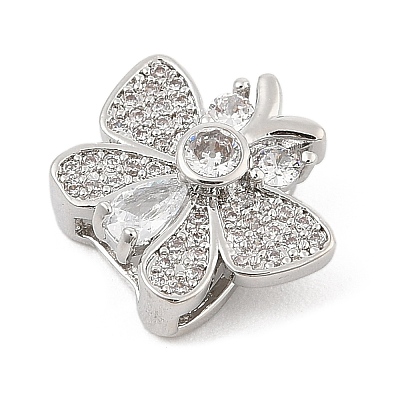 Brass Micro Pave Cubic Zirconia Slide Charms ZIRC-I068-22P-01-1