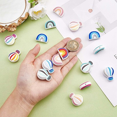 20Pcs Silicone Beads Rainbow Silicone Beads Bulk Hot Air Balloon Silicone Loose Spacer Beads Charm Color Silicone Bead Kit for Necklace Bracelet Keychain DIY Crafts Making JX321A-1