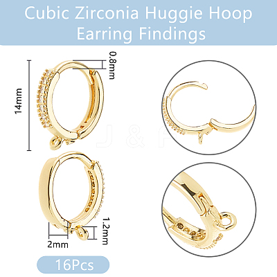 16Pcs Brass Hoop Earring Findings FIND-DC0006-91G-1