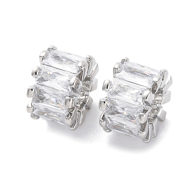 Brass Micro Pave Cubic Zirconia European Beads KK-F894-11P-1