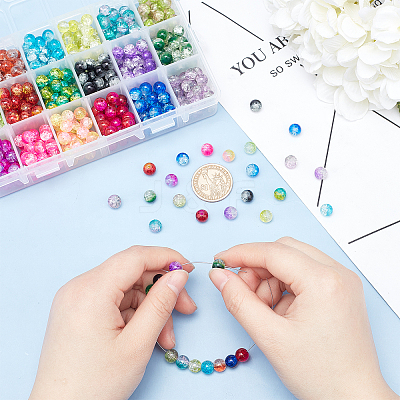 DIY Baking Paint Crackle Glass Beads Stretch Bracelet Making Kits DIY-PH0004-54B-1