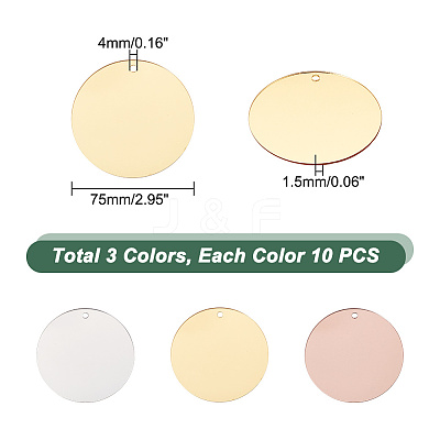 30Pcs 3 Colors Acrylic Mirror Pendants FIND-GA0003-15-1