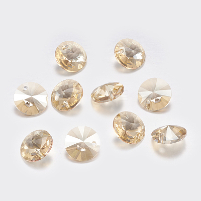 Faceted Glass Rhinestone Charms RGLA-F049-8mm-001GS-1