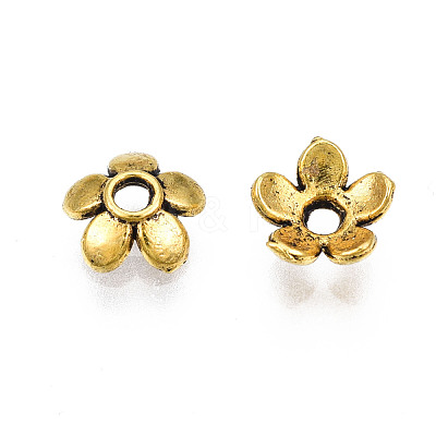 Tibetan Style Alloy Bead Caps TIBEB-S039-017AG-RS-1