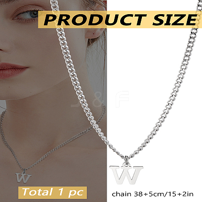 1Pc 304 Stainless Steel Letter Pendant Necklaces NJEW-LP0001-33W-P-1
