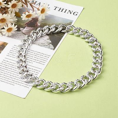 CCB Plastic Rhinestone Curb Chain Necklaces NJEW-JN03560-1