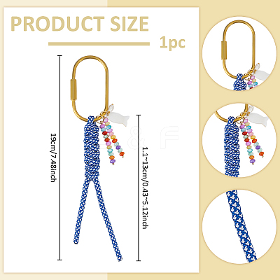 Braided Polyester Cord & Dyed Natural Shell Fish Rondelle Beaded Pendant Decorations HJEW-MA00049-1