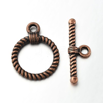 Tibetan Style Alloy Ring Toggle Clasps PALLOY-N0112-01R-1