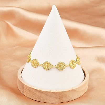 Virgin Mary Theme Brass Micro Pave Clear Cubic Zirconia Link Chain Bracelets for Women BJEW-A090-08B-G-1