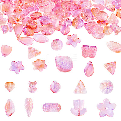 64Pcs Gradient Color Transparent Glass Beads GLAA-TA0003-48H-1