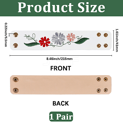 Embroidery Floral Imitation Leather Cord Bracelets BJEW-WH20007-08A-1
