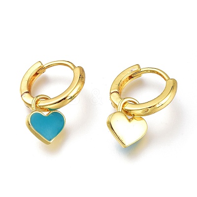 Brass Enamel Huggie Hoop Earrings KK-A150-10G-RS-1