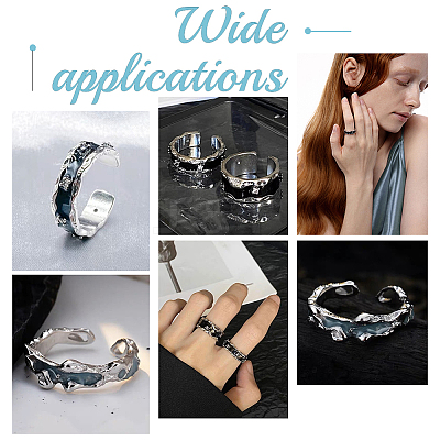 5Pcs Brass Wave Open Cuff Ring for Women RJEW-UN0002-33LG-1