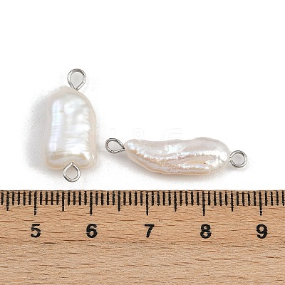 Natural Freshwater Pearl Keshi Pearl Nuggets Connector Charms STAS-D378-09P-1