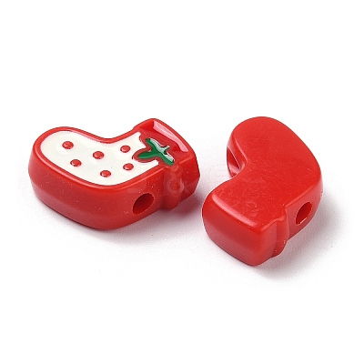 Christmas Decorations Theme Opaque Acrylic Bead with Enamel X-OACR-Z021-01F-1