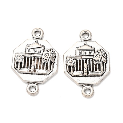 Tibetan Style Alloy Octagon with Church Connector Charms FIND-Z099-16AS-03-1