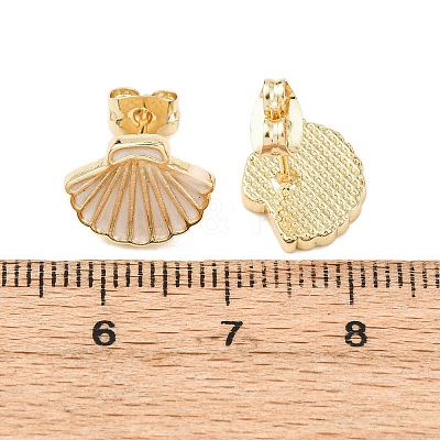 Brass Enamel Stud Earrings LS-EJEW-B152-01G-04-1