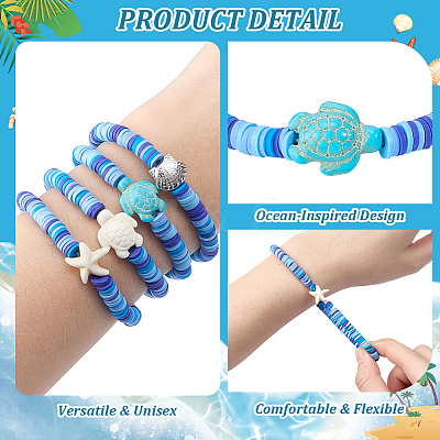 16Pcs 4 Style Handmade Polymer Clay Bead Bracelets BJEW-DR00020-1