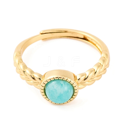 Round Natural Amazonite Adjustable Rings RJEW-Q817-03G-01-1