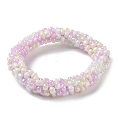 Crochet Glass Beads Braided Stretch Bracelet BJEW-K232-01N-1