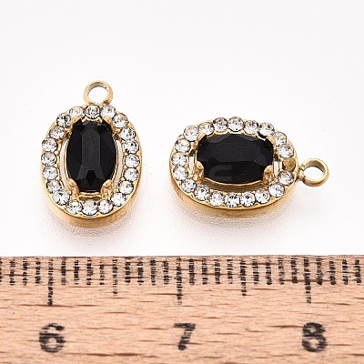 304 Stainless Steel Cubic Zirconia Charms STAS-OY004-01G-02-1