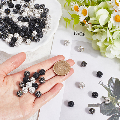 150Pcs 3 Colors Pave Disco Ball Beads RB-SP0001-10A-1