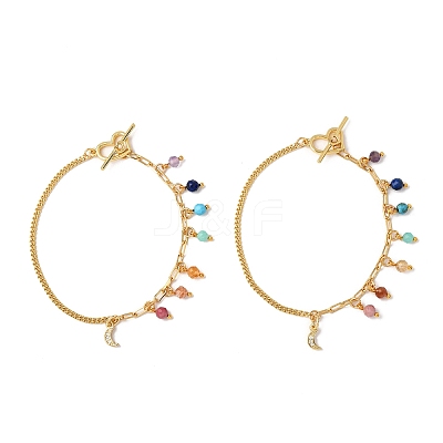 Brass Cubic Zirconia Charm Chain Bracelets BJEW-JB12364-02-1