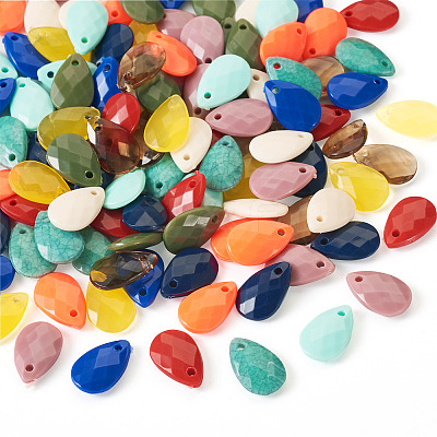 100Pcs 10 Colors Opaque Acrylic Charms MACR-TA0001-86-1