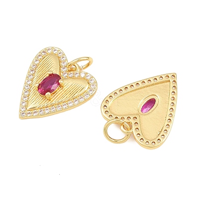 Brass Micro Pave Medium Violet Red Cubic Zirconia Pendants CU-CBAB3AD-09G-02-1