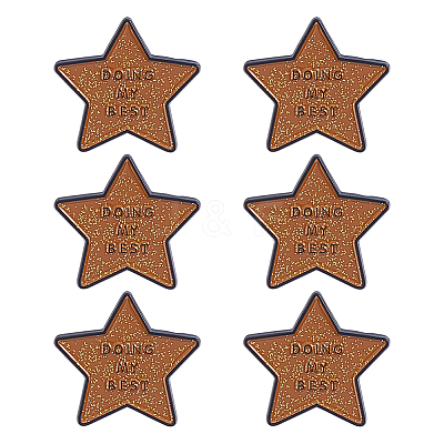 6Pcs Star with Word Doing My Best Enamel Pins JEWB-HY0001-62-1