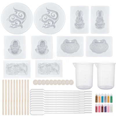 Buddhaist DIY Pendant Silicone Molds Kits DIY-OC0002-86-1