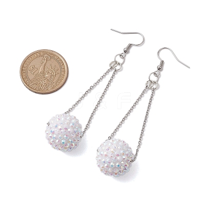 Resin Rhinestone Dangle Earring EJEW-JE05909-1