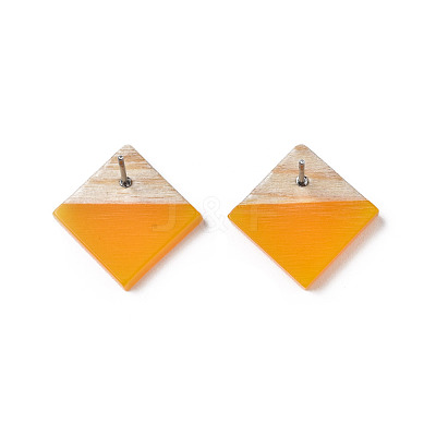 Opaque Resin & Wood Stud Earrings EJEW-N017-005A-B05-1