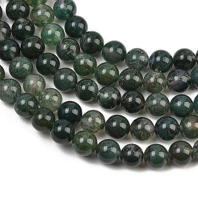 Natural Moss Agate Beads Strands G-F453-8mm-1