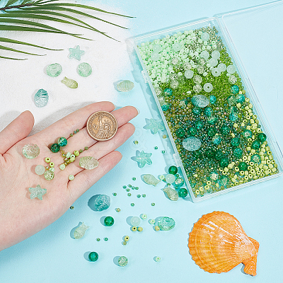 Ocean Theme DIY Seed & Glass Beads Jewelry Making Finding Kit DIY-SC0024-64D-1