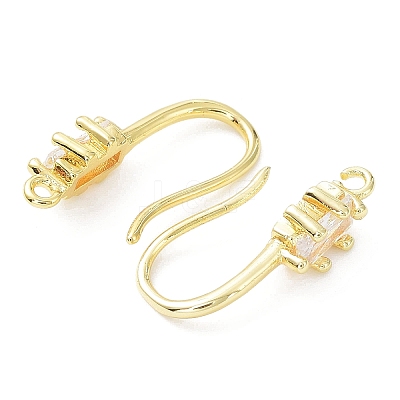 Brass Pave Clear Cubic Zirconia Earring Hooks KK-R149-20G-1