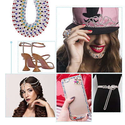 16 Yards 8 Colors Iron Rhinestone Cup Chains CH-NB0001-03-1